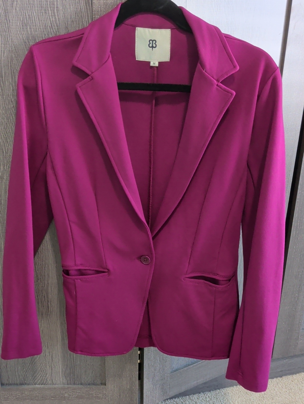 Betabrabs Women's Stretch Magenta Blazer - Tailored Single-Button Jacket